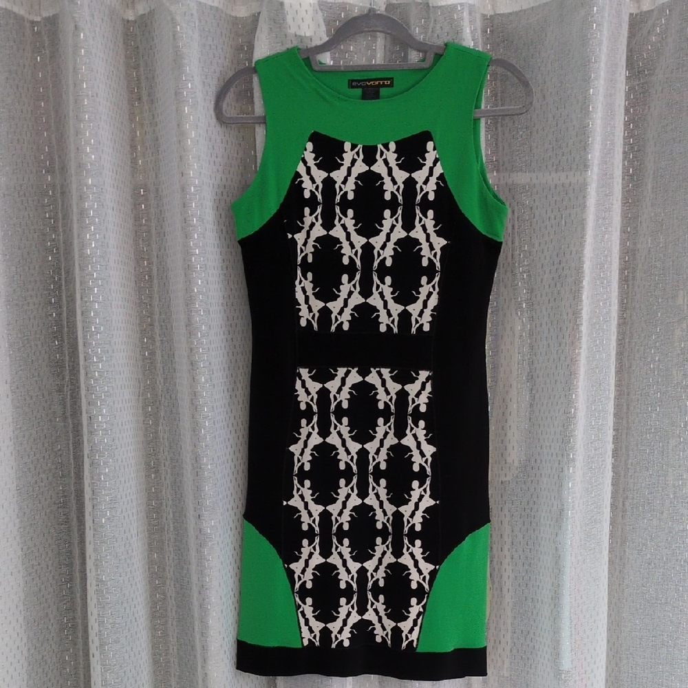 Eva Varro Green and Black Sleeveless Dress